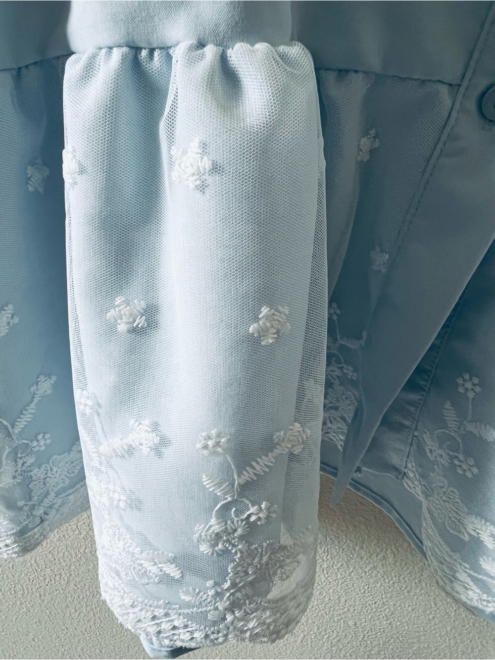 SHEIN Light Blue Lace-Trim Peplum Tie-Front Blouse - Picture 2 of 4